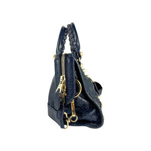 Balenciaga Leather Navy Shoulder Giant Blue Bag City Crossbody Gold